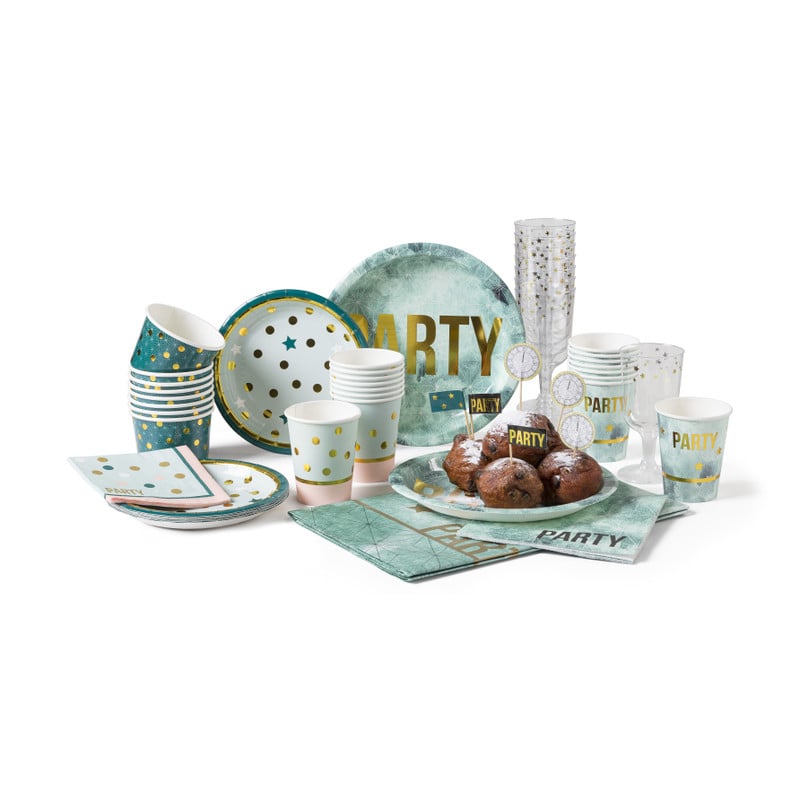 Beker party - groen/roze - set van 8