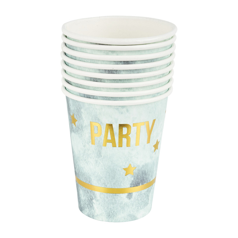 Beker party - groen - set van 8