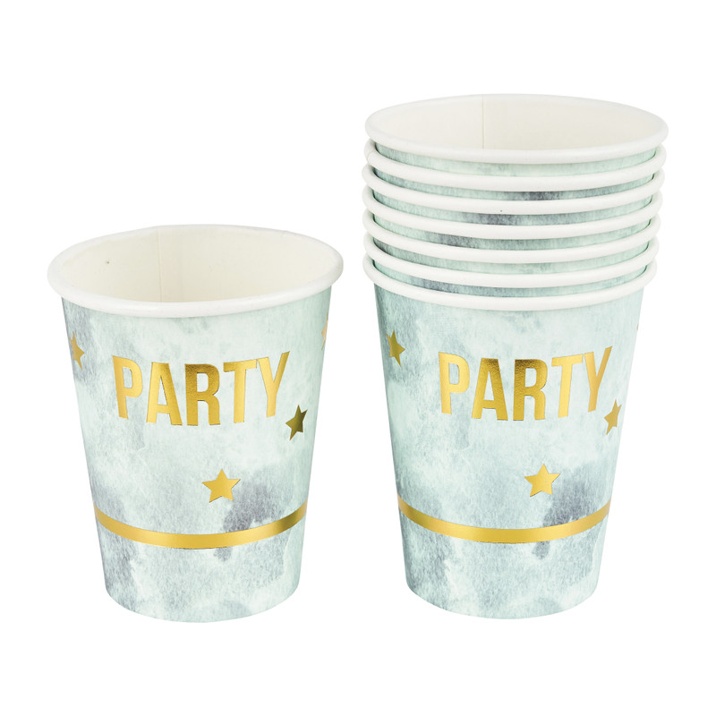 Beker party - groen - set van 8