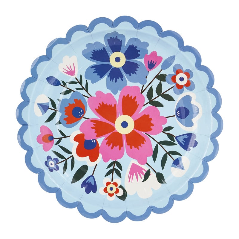 Bord floral - ⌀18 cm - set van 8