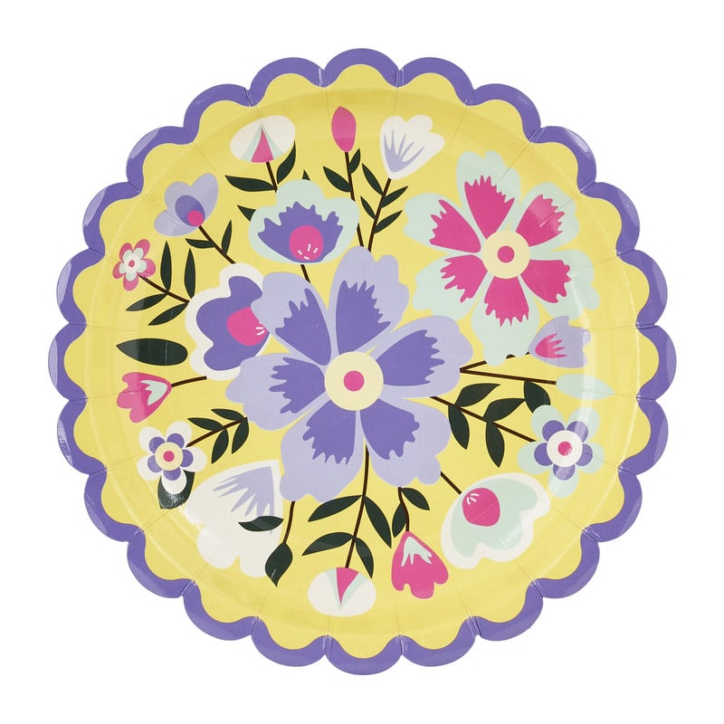 Bord floral - ⌀18 cm - set van 8