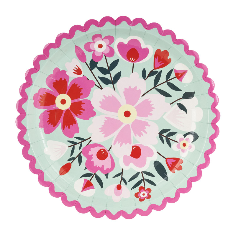 Bord floral - ⌀23 cm - set van 8