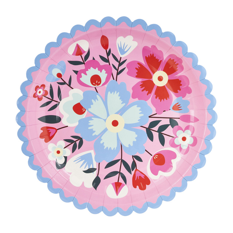 Bord floral - ⌀23 cm - set van 8