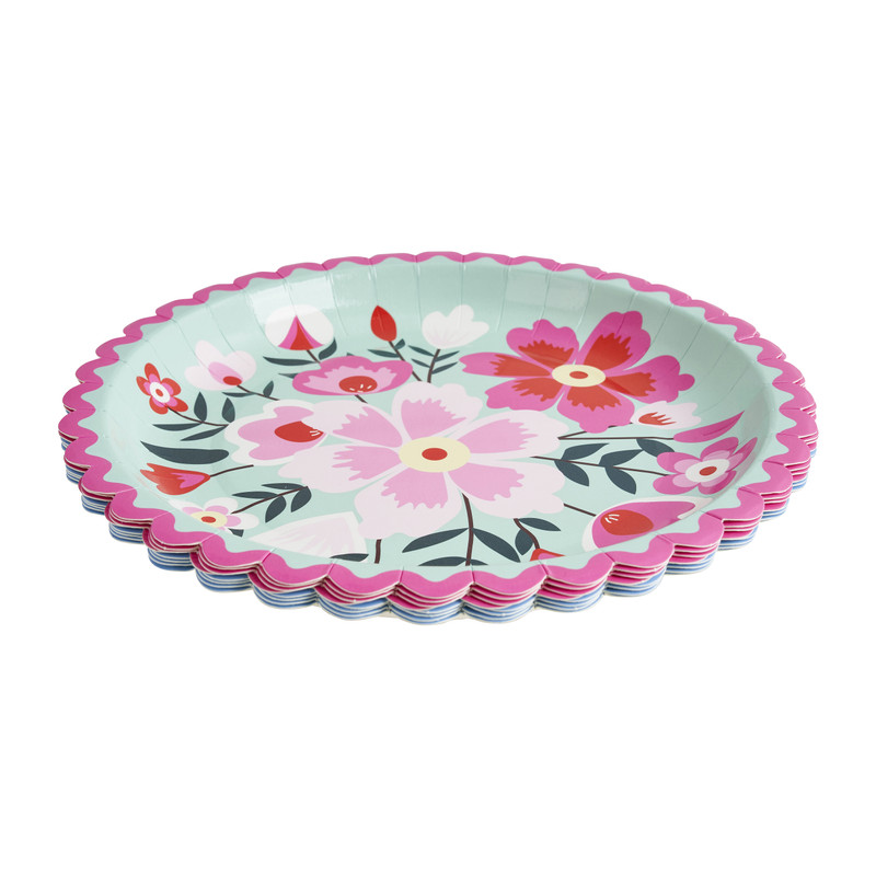 Bord floral - ⌀23 cm - set van 8
