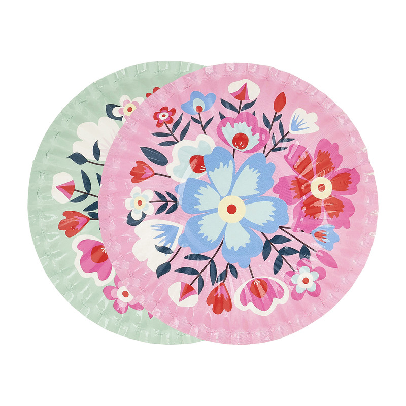 Bord floral - ⌀10 cm - set van 8