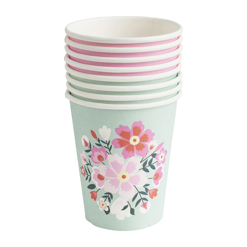 Bekers floral - set van 8