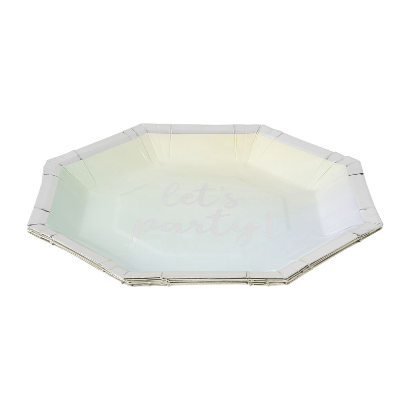 Bordjes Let's party! - ⌀25 cm - set van 8