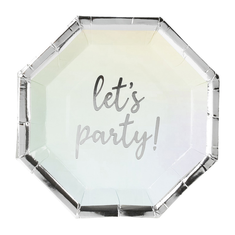 Bordjes Let's party! - ⌀19 cm - set van 8