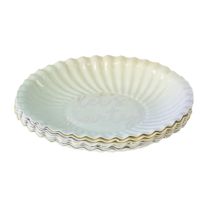 Bordjes Let's party! - ⌀10 cm - set van 8