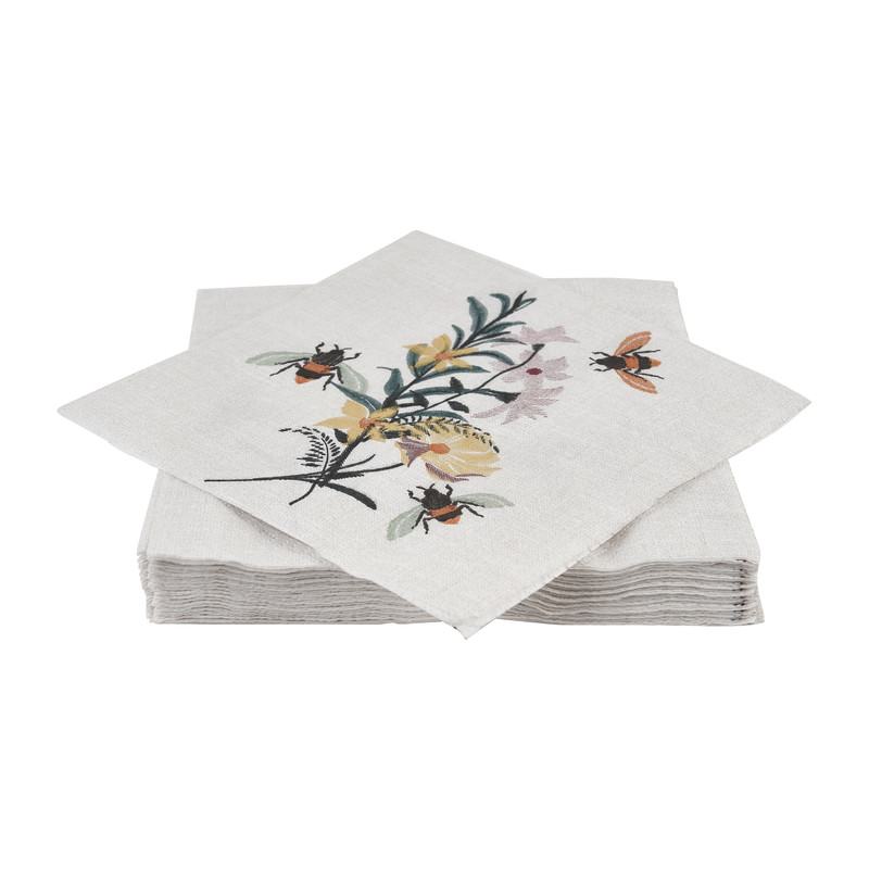 Servetten floral bees - set van 20 - 33x33 cm