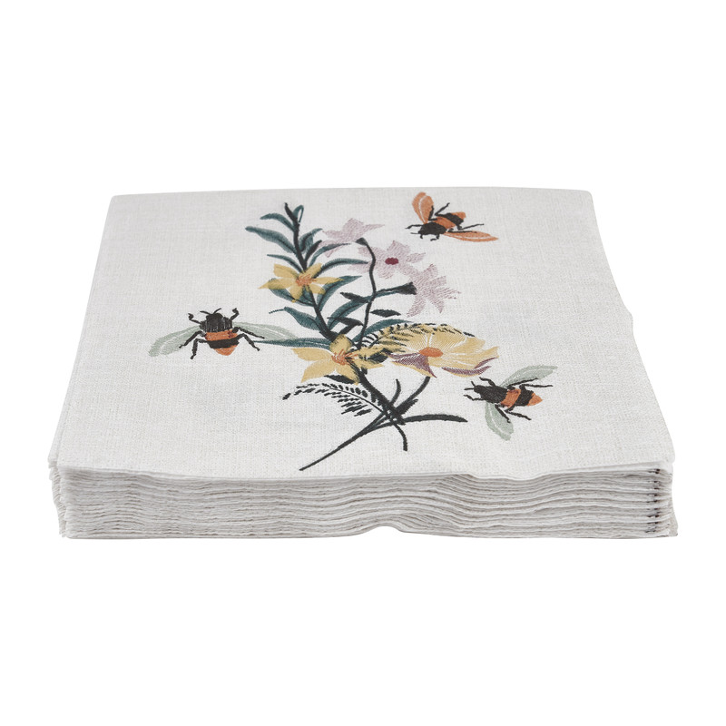 Servetten floral bees - set van 20 - 33x33 cm