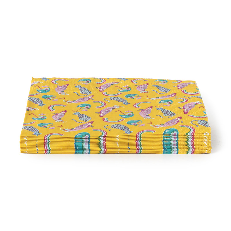 Servetten kaketoe/leopard - 16.5x16.5 cm - set van 16