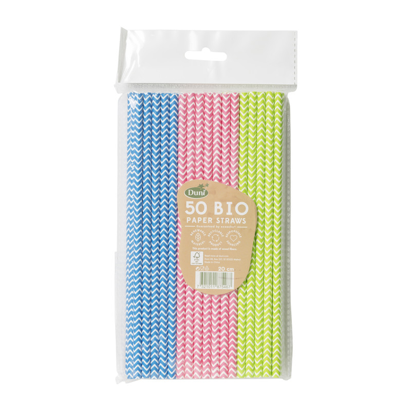 Papieren rietjes - multikleur - set van 50