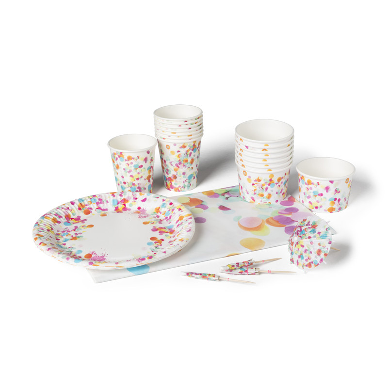 Papieren snackbakjes - confetti -  set van 8