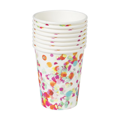 Papieren bekers - confetti -  set van 8