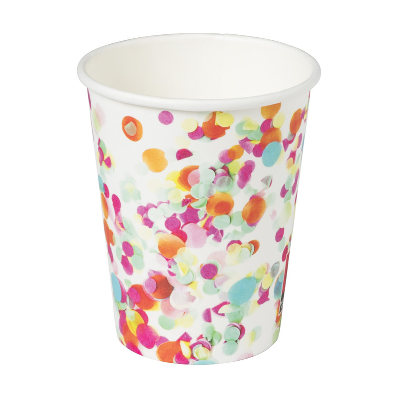 Papieren bekers - confetti -  set van 8