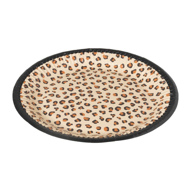Bord Leopard - set van 8 - ø23 cm