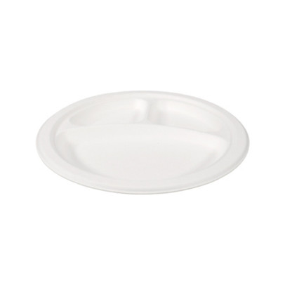 Borden bagasse met 3 vakken - set van 12 - ø26 cm