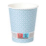 Papieren bekers met print - blauw/wit - ø9.1 cm 