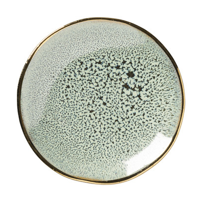 Schoteltje met gouden rand - groen - ø9 cm