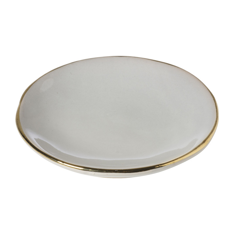Schoteltje met gouden rand - grijs - ø9 cm 