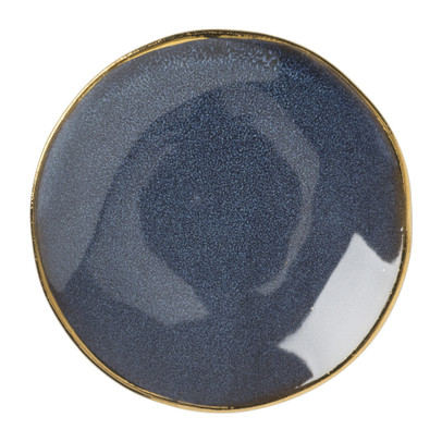 Schoteltje met gouden rand - donkerblauw- ø9 cm 