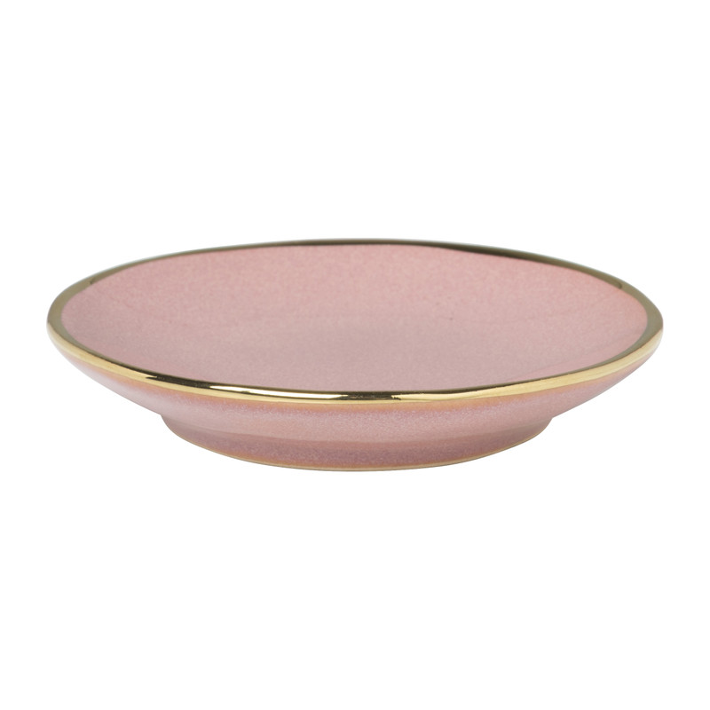 Schoteltje met gouden rand - roze - ø9 cm 