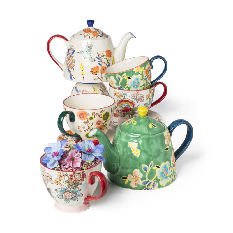 Mok bloemen en vogel - multikleur - 350 ml 