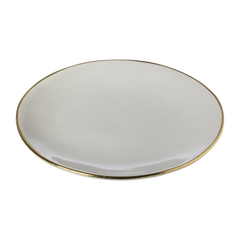 Gebaksbordje met gouden rand - grijs - ø15 cm 