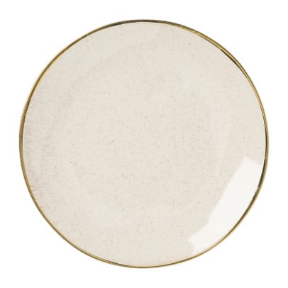 Gebaksbordje met gouden rand - beige - ø15 cm 