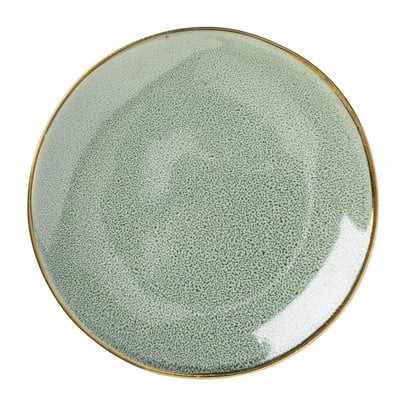 Gebaksbordje met gouden rand - groen - ø15 cm 