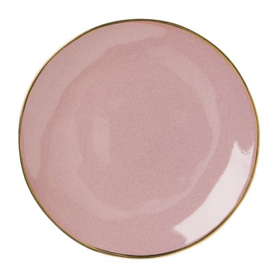 Gebaksbordje met gouden rand - roze - ø15 cm 