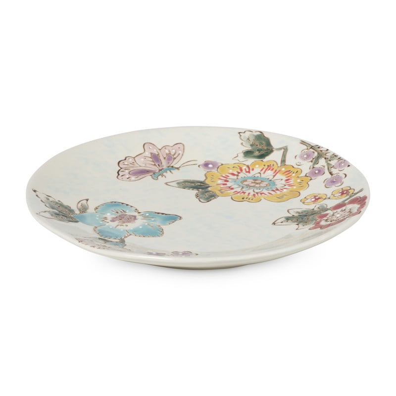 Gebaksbordje bloemen en vlinder - multikleur - ø15 cm