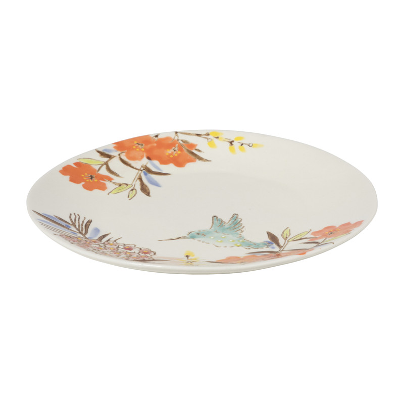 Gebaksbordje bloemen en vogel - multikleur - ø15 cm