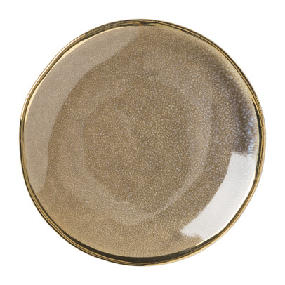 Schoteltje met gouden rand - grijs - ø9 cm 
