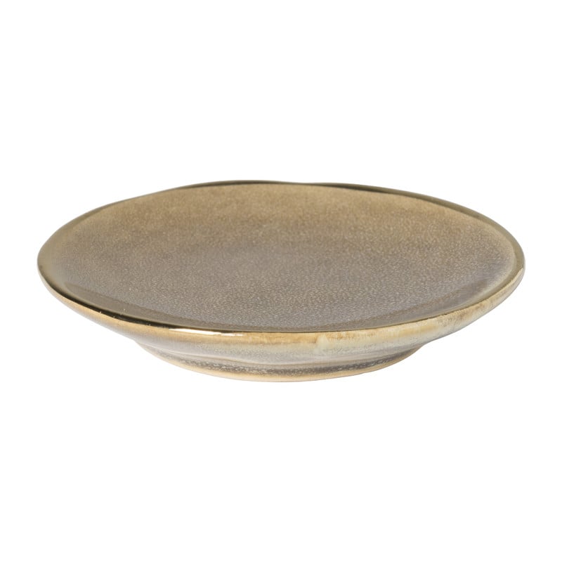 Schoteltje met gouden rand - grijs - ø9 cm 