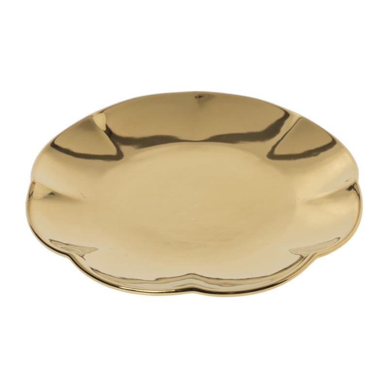 Gebaksbordje goud - keramiek - ø15.5x2 cm