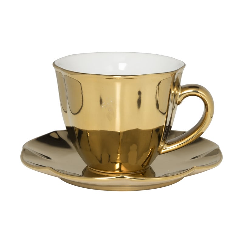 Gebaksbordje goud - keramiek - ø15.5x2 cm