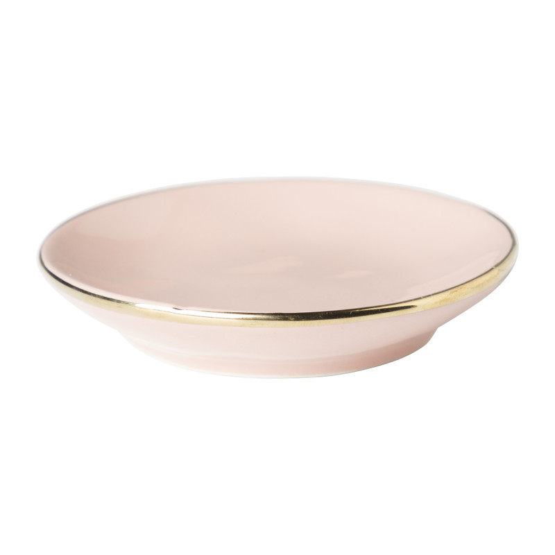 Schoteltje met gouden rand - roze -  ⌀9 cm