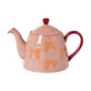Theepot strikjes - roze/rood - 1 liter