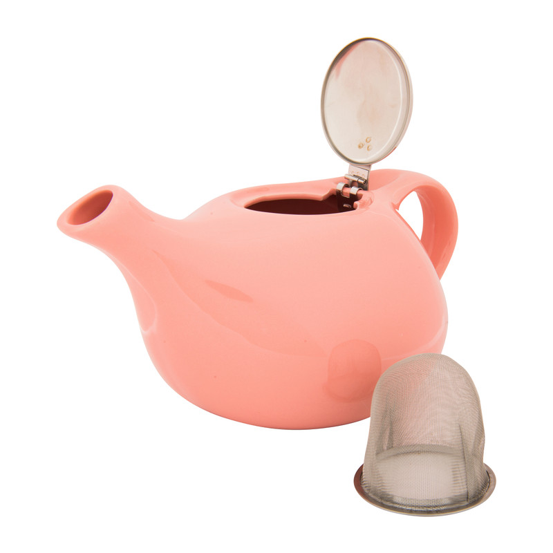 Theepot met filter - roze - 1,5 liter