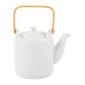Theepot met bamboe handvat - wit - 1 liter