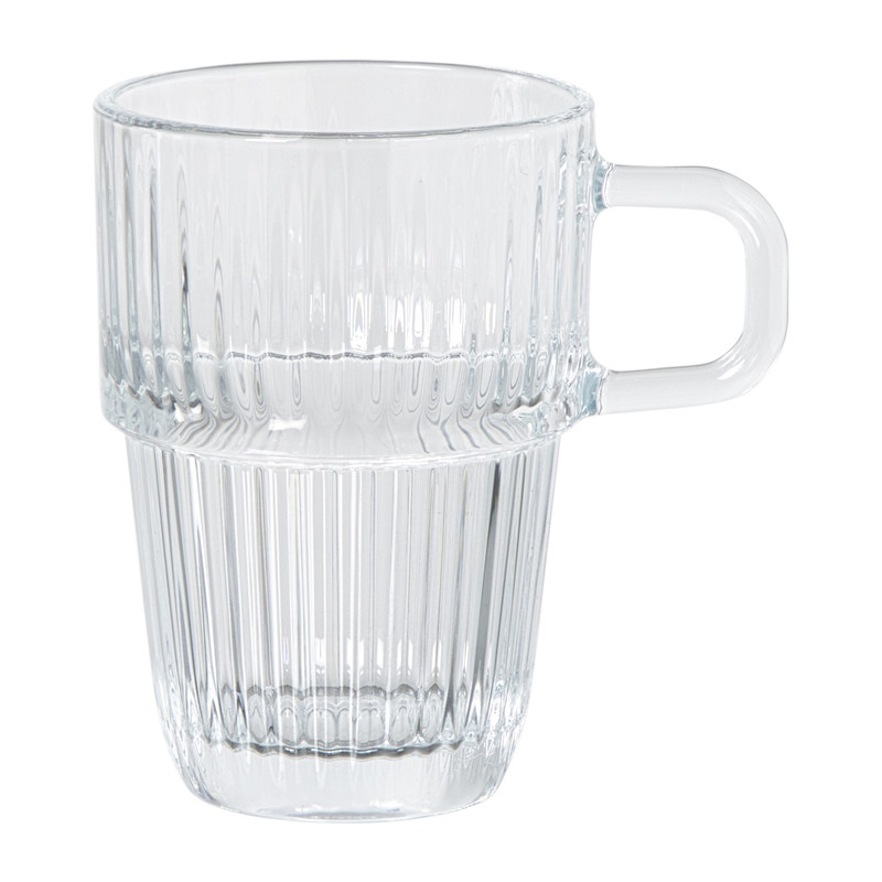 Theeglas ribbel met oor hoog - 315 ml