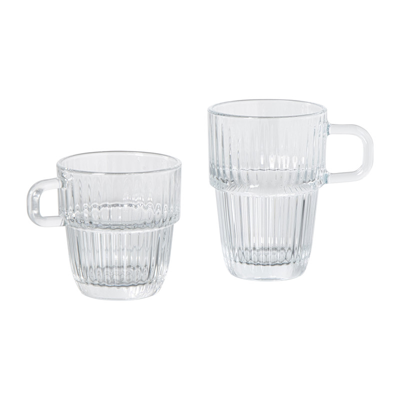 Theeglas ribbel met oor hoog - 315 ml