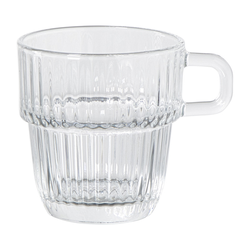 Theeglas ribbel met oor laag - 250 ml
