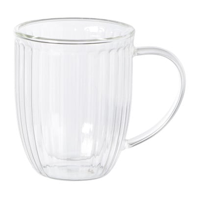Theeglas dubbelwandig ribbel - 250 ml - glas