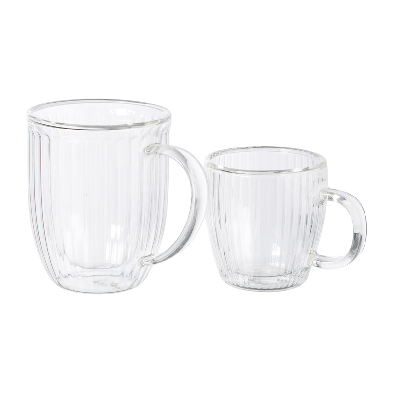 Theeglas dubbelwandig ribbel - 250 ml - glas