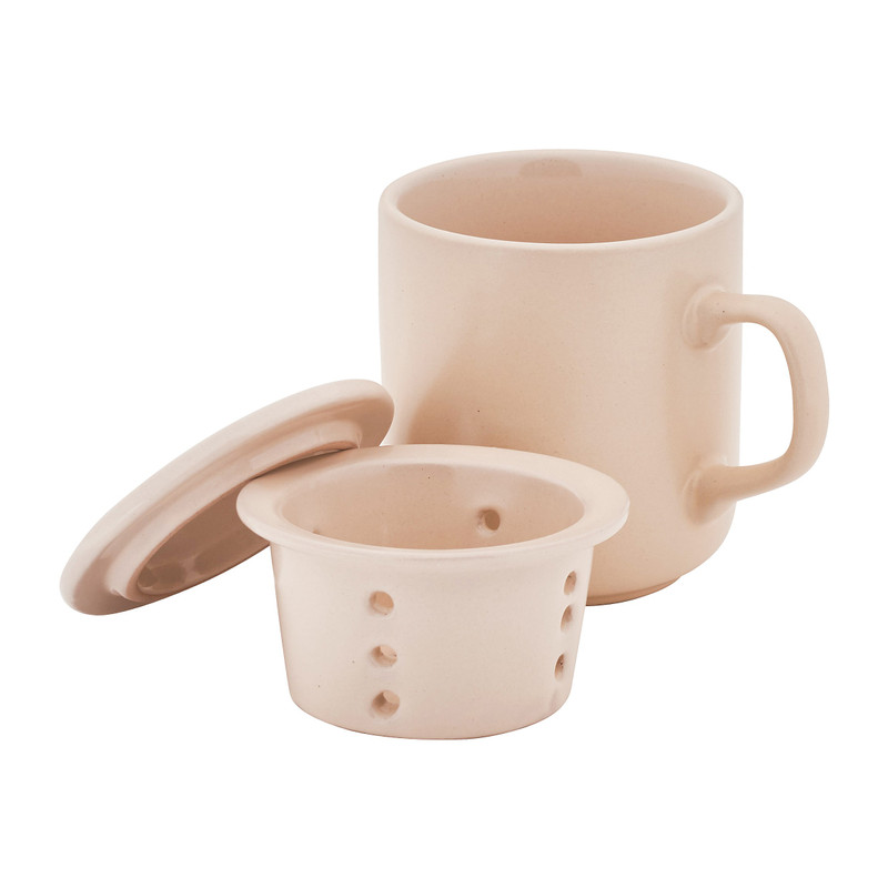 Theemok met filter en deksel - crème - 26 cl
