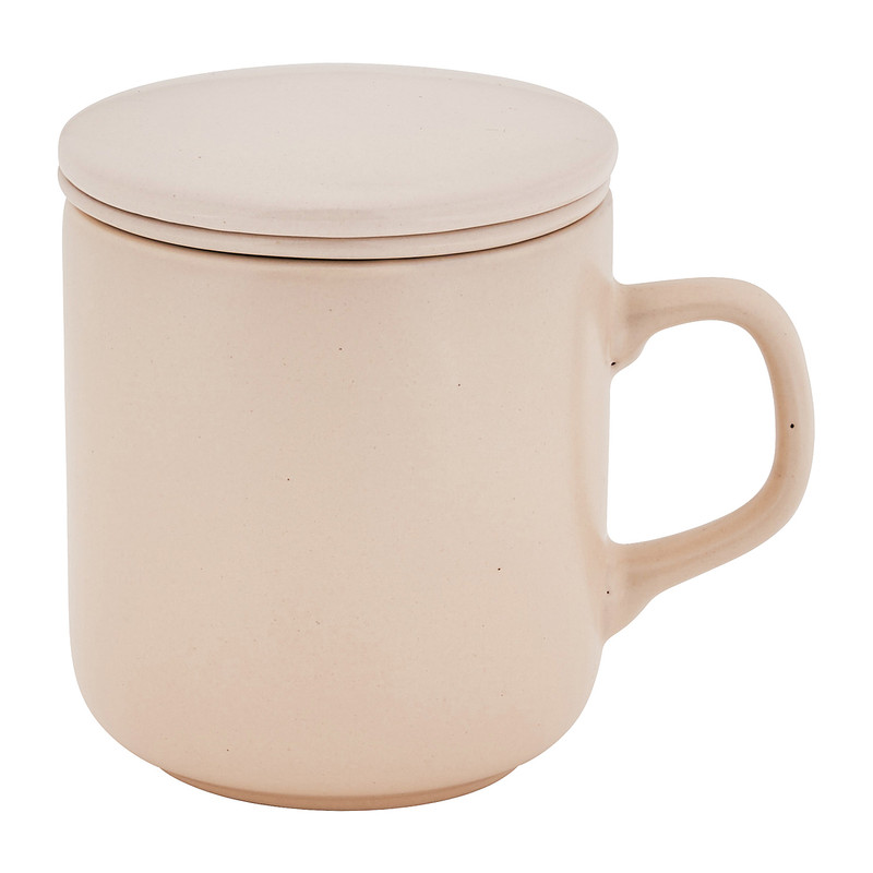 Theemok met filter en deksel - crème - 26 cl