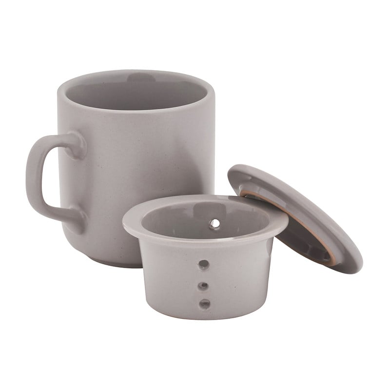 Theemok met filter en deksel - lichtgrijs - 26 cl